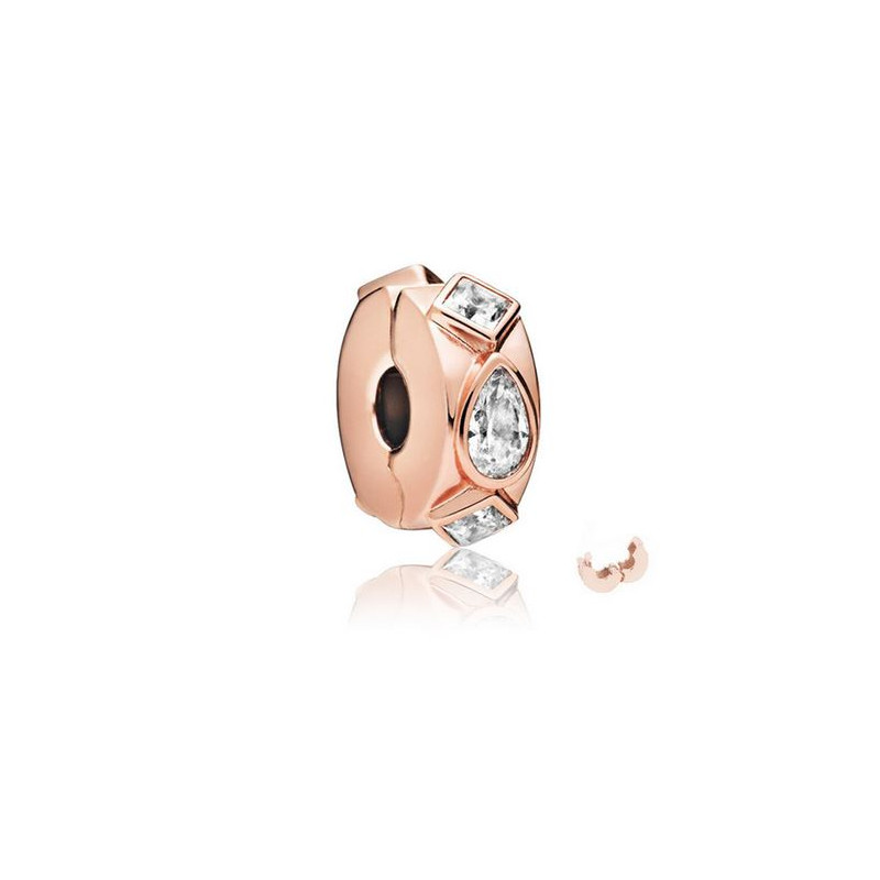 Charm séparateur pour bracelet or rose pierre diamant goutte losange