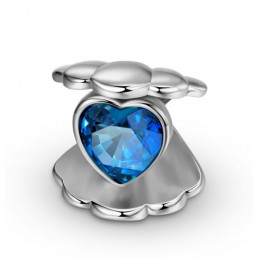 Charm coquillage perle coeur pierre bleu argent pour bracelet