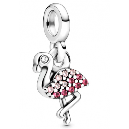 Charm flamant rose strass argent compatible me
