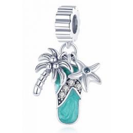 Charm palmier étoile de mer tong turquoise argent pour bracelet