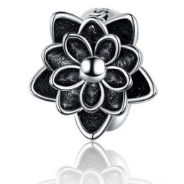 Charm séparateur espaceur pour bracelet grande fleur noire