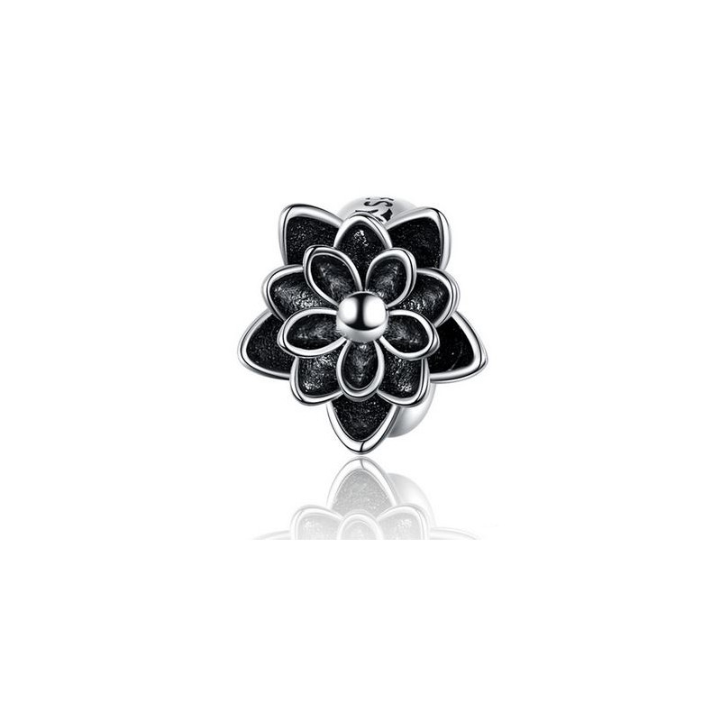 Charm séparateur espaceur pour bracelet grande fleur noire
