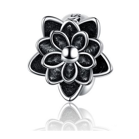 Charm séparateur espaceur pour bracelet grande fleur noire