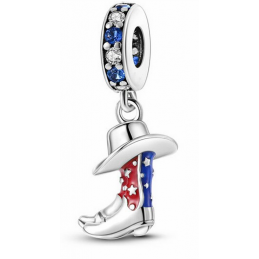 Charm botte cow boy chapeau usa country argent pour bracelet