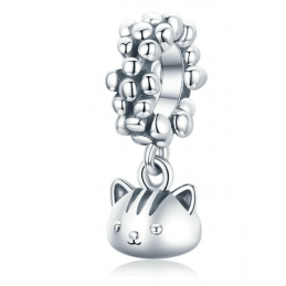 Charm tête de chat couronne de fleur argent pour bracelet