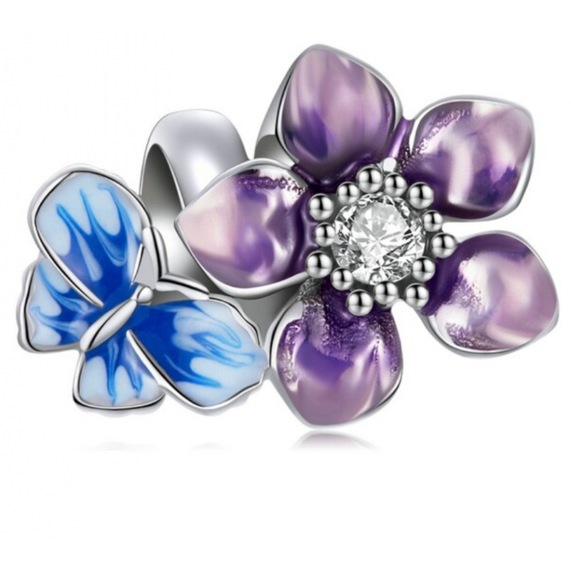 Achat Bracelet Enfant Fille Fleur 'Papillon Violet' Plaqué Argent Charm  Perle 16cm en gros