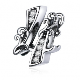 Charm age anniversaire 4 quatre strass pour bracelet