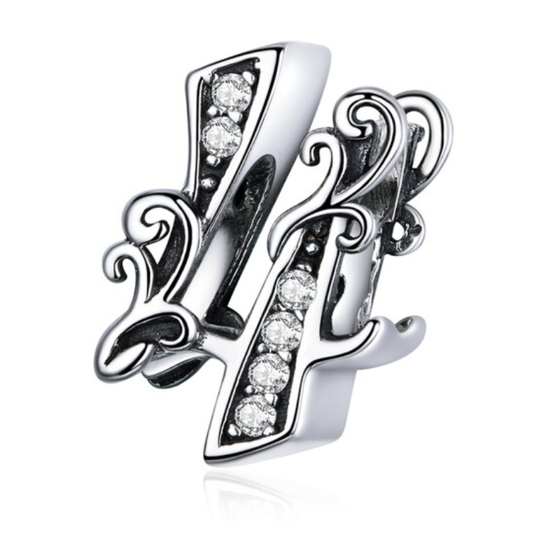 Charm age anniversaire 4 quatre strass pour bracelet