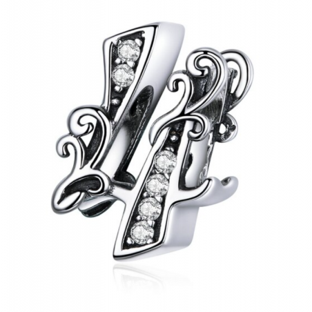 Charm age anniversaire 4 quatre strass pour bracelet