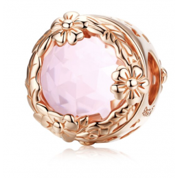 Charm séparateur or rose pierre rose fleur pour bracelet