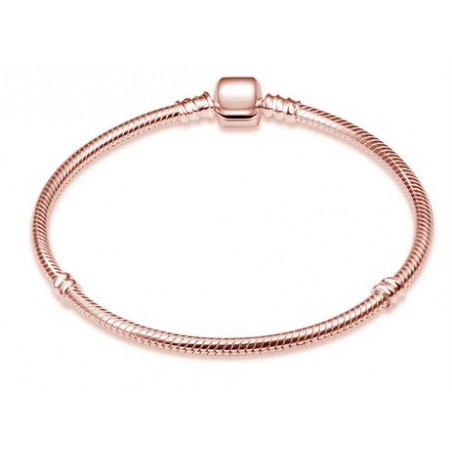 Bracelet pour charm or rose chevron cylindre lisse
