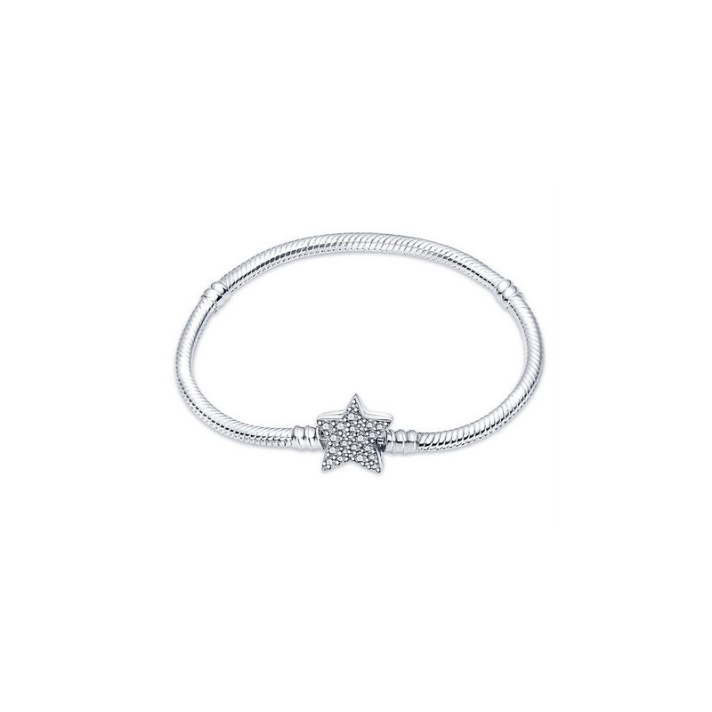 Bracelet pour charm argent chevron étoile strass