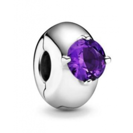Charm pierre diamant violet clips pour bracelet argent séparateur