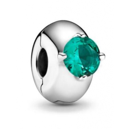 Charm pierre diamant verte clips pour bracelet argent séparateur