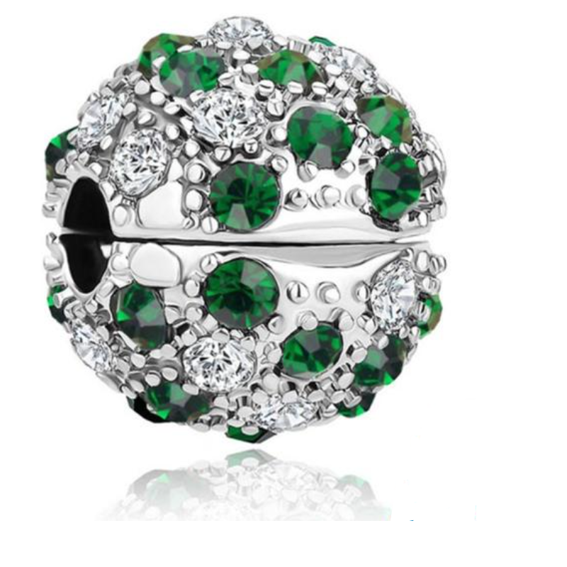 Charm pierre vert blanc coquillage clips pour bracelet argent séparateur