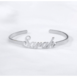 Bracelet personnalisable cadeau maman prénom manchette argent