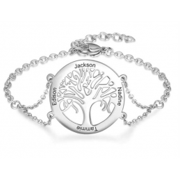Bracelet personnalisable prénom arbre de vie argent