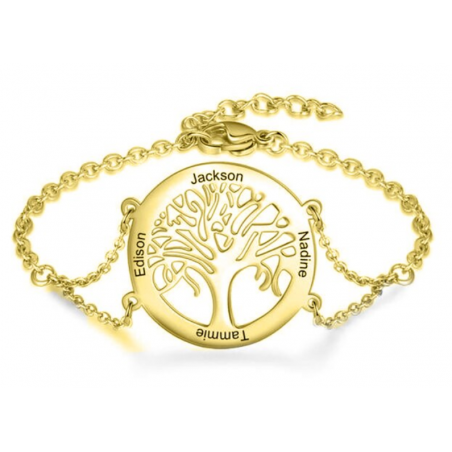 Bracelet personnalisable prénom arbre de vie or
