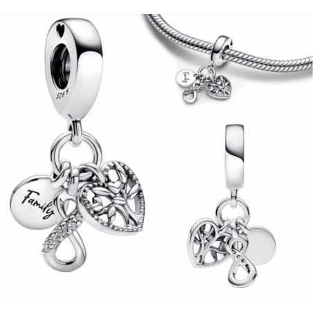 Charme Arbre De Vie En Argent 925 - 26x18 Mm, Zircon, Pour Bracelet Ou Collier