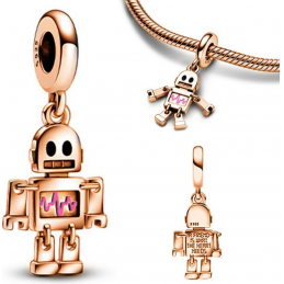 Charm petit robot or rose pour bracelet