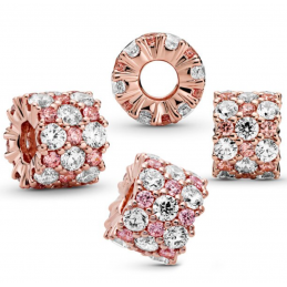 Charm séparateur espaceur pierre rose blanc or rose pour bracelet