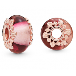 Charm murano séparateur couronne de feuille rose pour bracelet