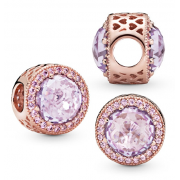 Charm or rose pierre strass violet pour bracelet