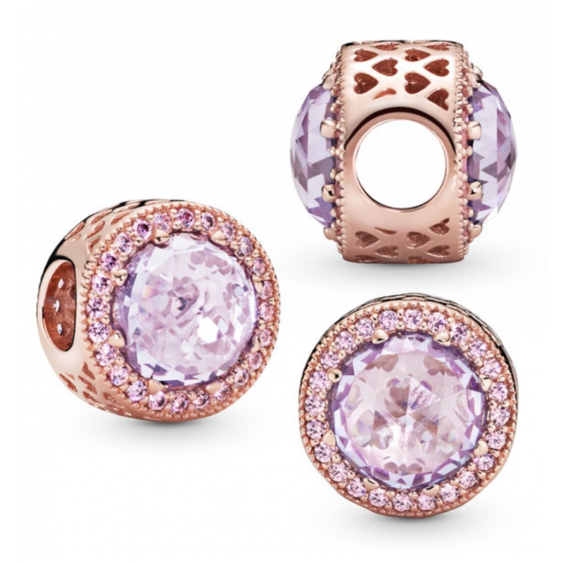 Charm pierre strass violet rose pour bracelet