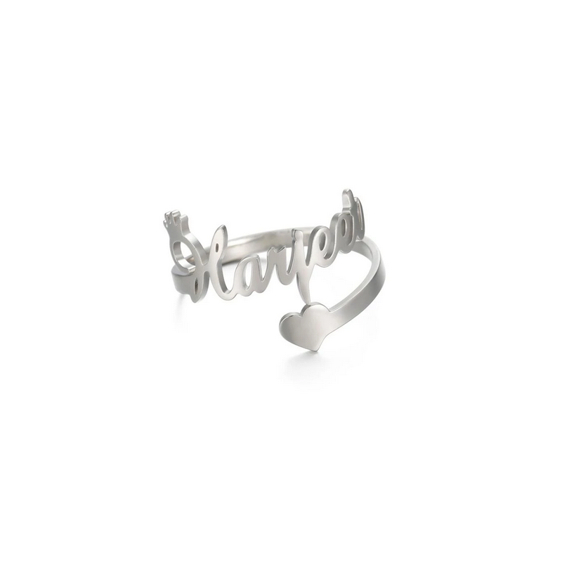 Bague Personnalisable Photo Et Prénom - Coeur Chevalière En Acier Inoxydable - Taille 54 à 72 - Cadeau Unique Homme/femme