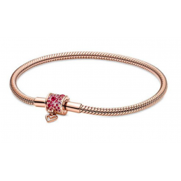 Bracelet pour charm or rose strass coeur