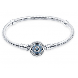 Bracelet pour charm argent chevron oeil bleu strass