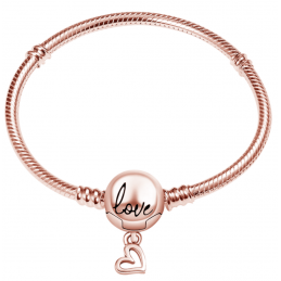 Bracelet pour charm or rose chevron boule love coeur