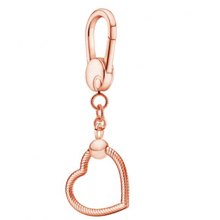 Porte clés bijoux pour charm or rose mousqueton coeur chevron