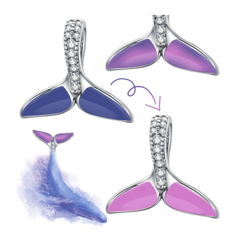 Charm argent queue de sirène bleue violette pour bracelet
