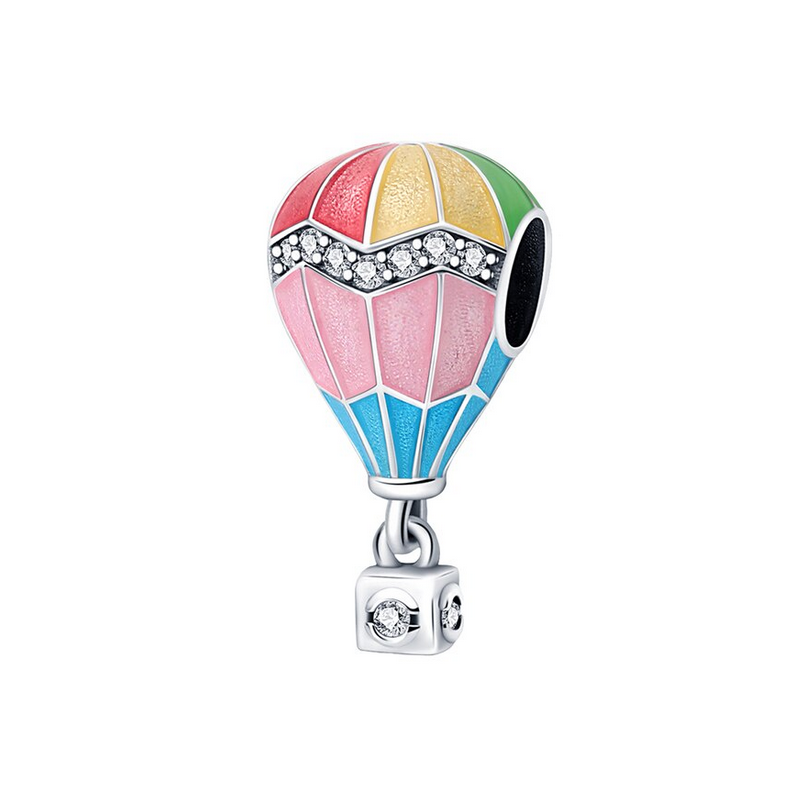 Charm argent montgolfière multicolore cadeau pour bracelet