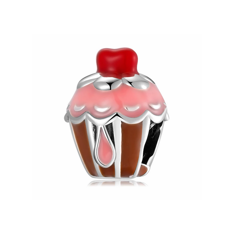 Charm argent muffin dessert cupcake gateau fraise pour bracelet