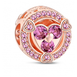 Charm séparateur espaceur pierre violette coeur or rose pour bracelet