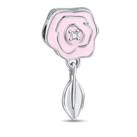 Charm argent fleur rose feuille pendentif pour bracelet