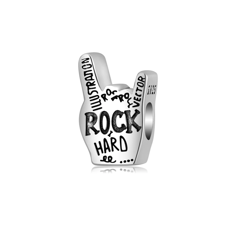 Charm main rock musique argent pour bracelet