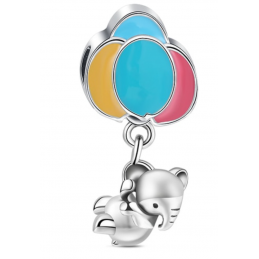 Charm éléphant suspendu ballon coloré argent pour bracelet
