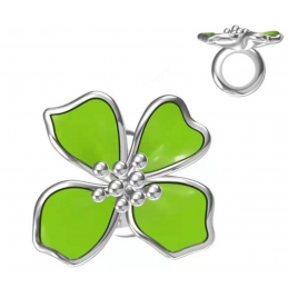 Charm argent grande fleur verte pour bracelet