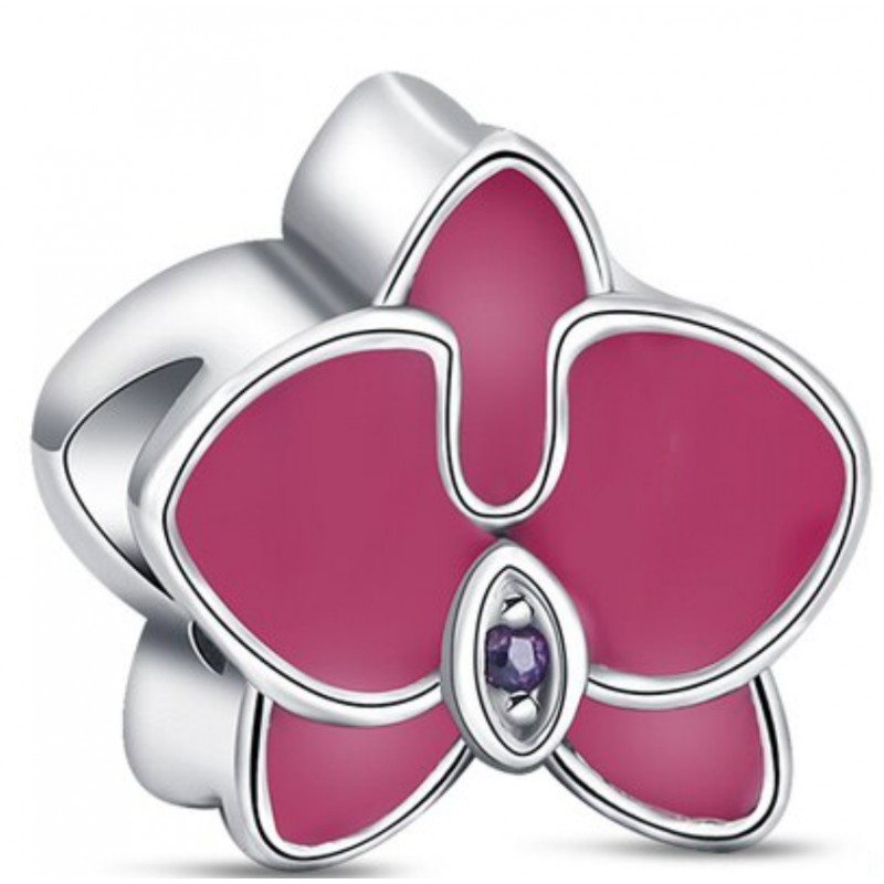 Charm argent grande fleur violette pour bracelet