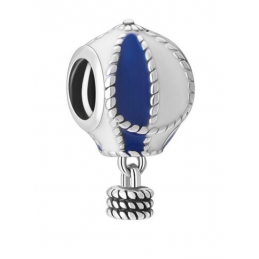 Charm montgolfière bleu blanche argent pour bracelet