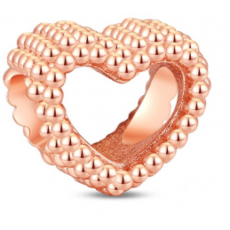 Charm coeur ajouré or rose boule pour bracelet