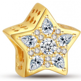 Charm étoile strass diamant or pour bracelet