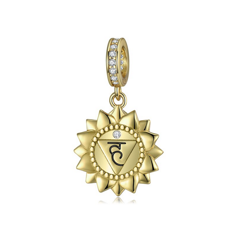 Charm chakras yoga pendentif or pour bracelet