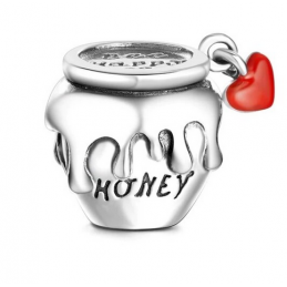 Charm pot de miel coeur rouge argent pour bracelet