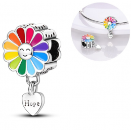 Charm fleur pétales multicolore espoir argent pour bracelet