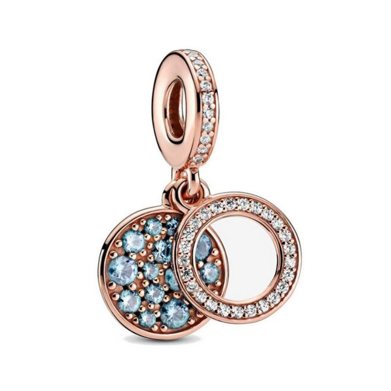 Charm cercle or rose pierre turquoise pour bracelet