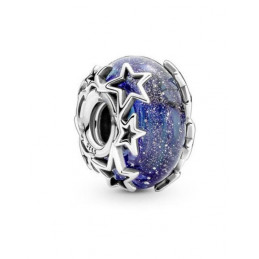 Charm murano bleu ciel étoilé argent pour bracelet